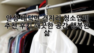 안성 대덕면 건지리 청소업체 추천 후기: 깨끗한 공간, 행복한 삶